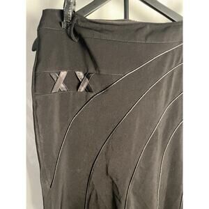 Rosado Black Long Maxi Skirt Size 46 Elegant Satin Trim Formal Wear